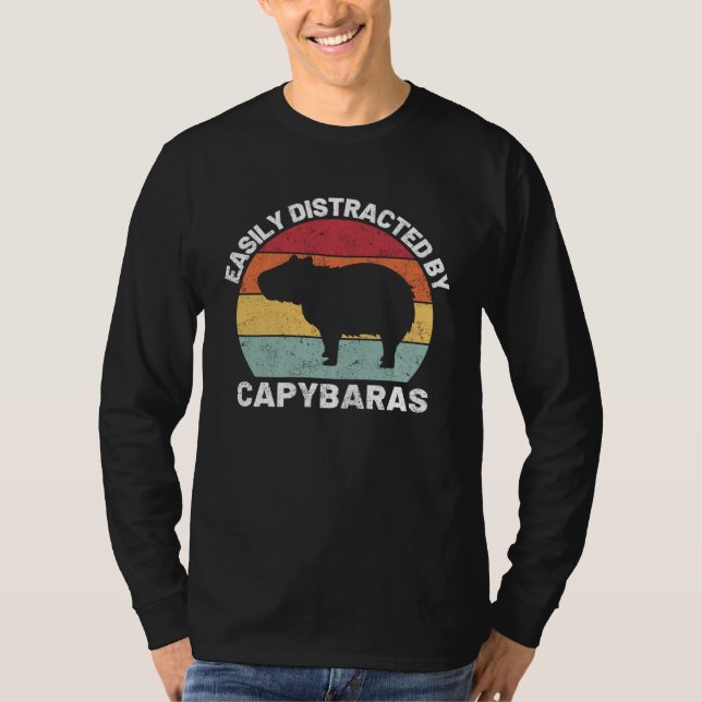 Easily Distracted By Capybara Retro Capybara T-Shirt (Front)