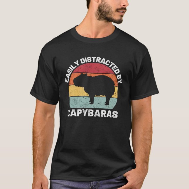 Easily Distracted By Capybara Retro Capybara T-Shirt (Front)