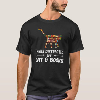 Easily Distracted By Cat And Books Reading Boys G T-Shirt