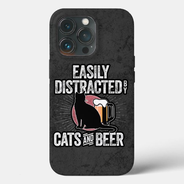 Easily Distracted by Cats and Beer Case-Mate iPhon iPhone Case (Back)