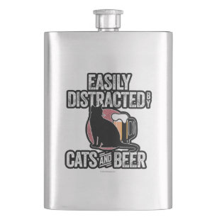 Easily Distracted by Cats and Beer Flask