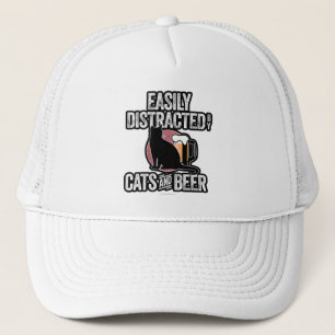 Easily Distracted by Cats and Beer Trucker Hat