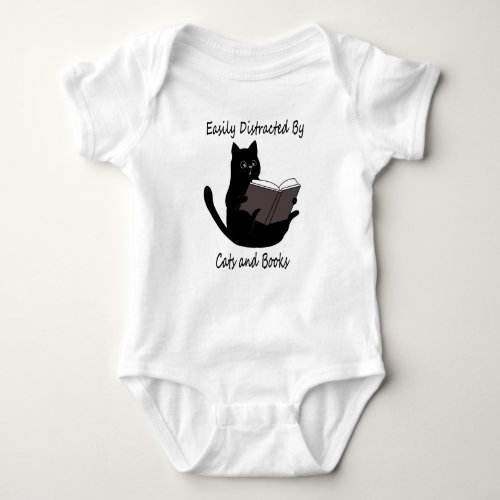 Easily Distracted By Cats And Books Cute Cat Gift Baby Bodysuit