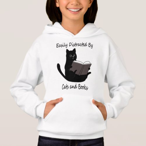 Easily Distracted By Cats And Books Cute Cat Gift Hoodie