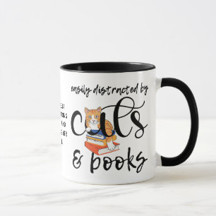 EASILY DISTRACTED BY CATS AND BOOKS Cute Mug