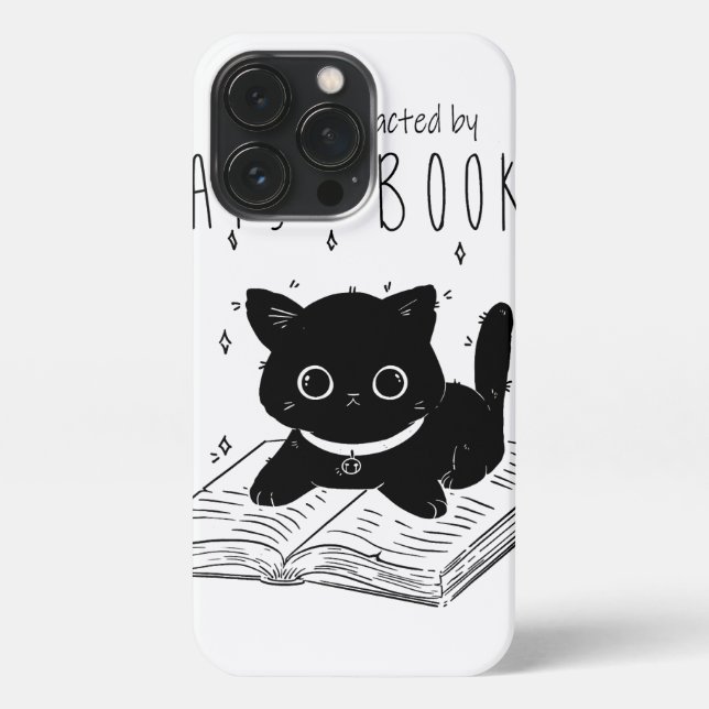 Easily Distracted by Cats and Books - Funny Cat _  iPhone Case (Back)