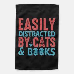 Easily Distracted by Cats and Books garden flag