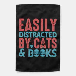 Easily Distracted by Cats and Books garden flag