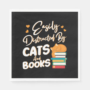 Easily Distracted by Cats and Books    Napkins
