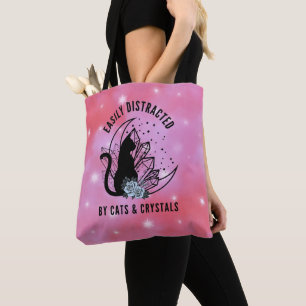 Easily Distracted By Cats and Crystals Magical Tote Bag