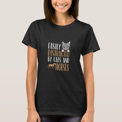Easily Distracted by Cats and Horses  Women Kids B T_Shirt