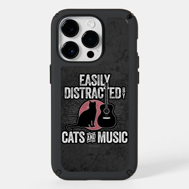Easily Distracted by Cats and Music Speck iPhone 1 Case (Front)