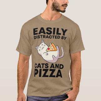 Easily Distracted By Cats And Pizza Kawaii Cat T-Shirt