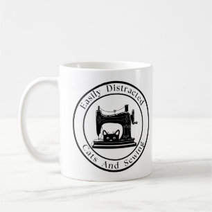 Easily Distracted By Cats And Sewing Coffee Mug