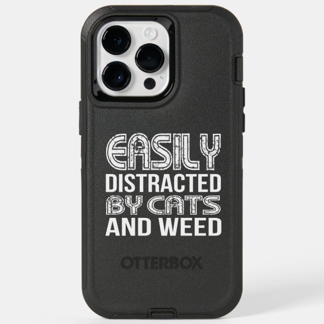 Easily Distracted By Cats And Weed Otterbox iPhone Case (Back)