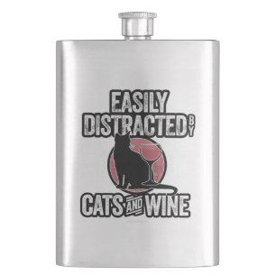 Easily Distracted by Cats and Wine Flask