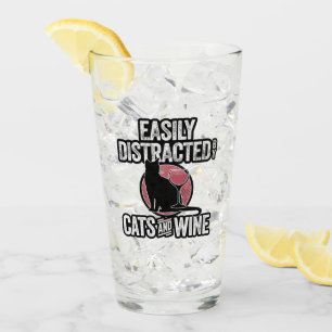 Easily Distracted by Cats and Wine Glass