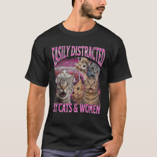 Easily Distracted By Cats And Women Funny Lesbian T-Shirt