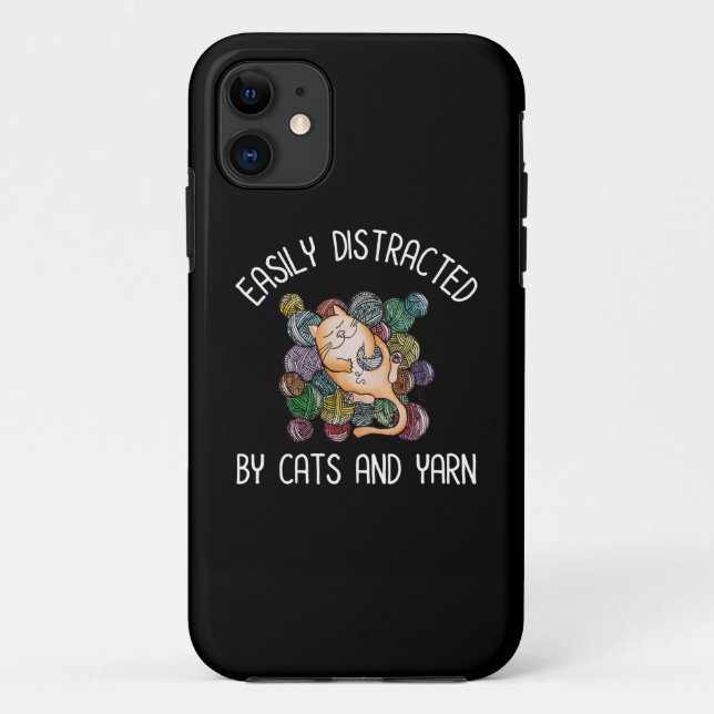 Easily Distracted By Cats And Yarn Case-Mate iPhone Case (Back)