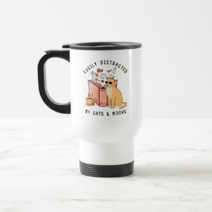 Easily Distracted By Cats & Books Travel Mug