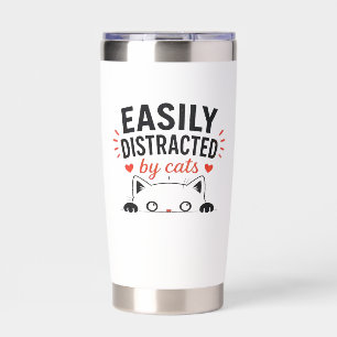 Easily Distracted by Cats Cute Minimal Cat Lover Insulated Tumbler