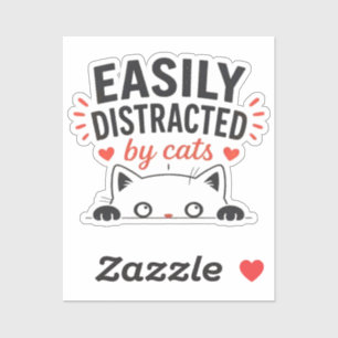 Easily Distracted by Cats Cute Minimal Cat Lover Sticker