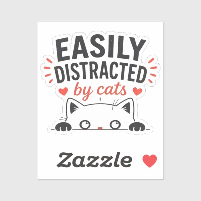 Easily Distracted by Cats Cute Minimal Cat Lover  Sticker (Sheet)