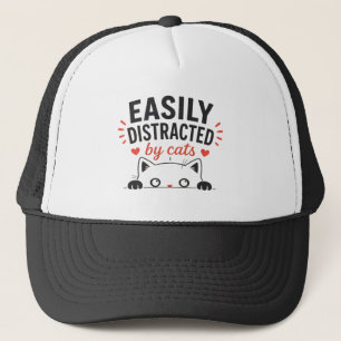 Easily Distracted by Cats Cute Minimal Cat Lover Trucker Hat