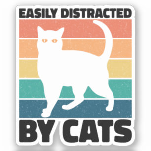 Easily Distracted By Cats kitty kawaii Funny Cat Sticker