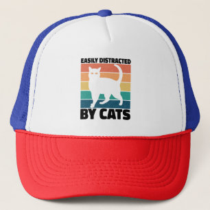 Easily Distracted By Cats kitty kawaii Funny Cat Trucker Hat