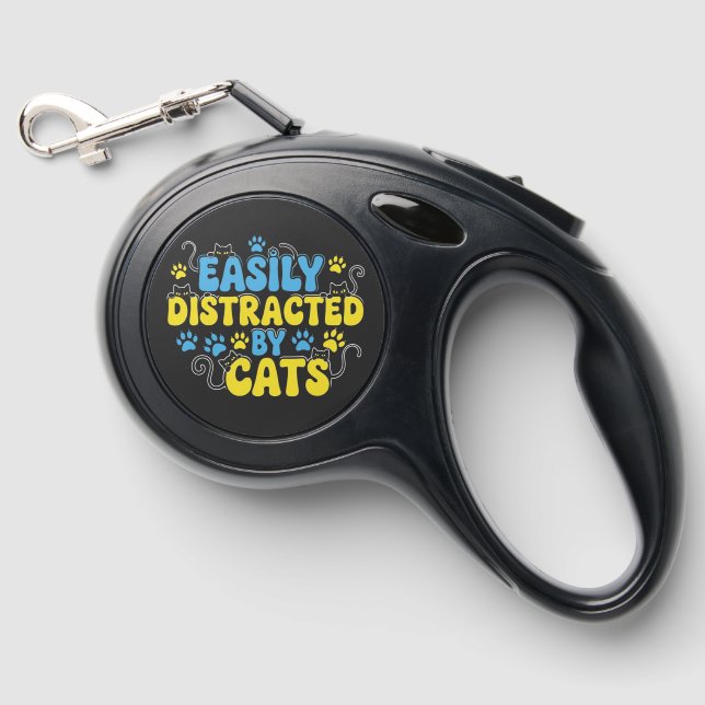 Easily Distracted by Cats Retractable Pet Leash (Front)