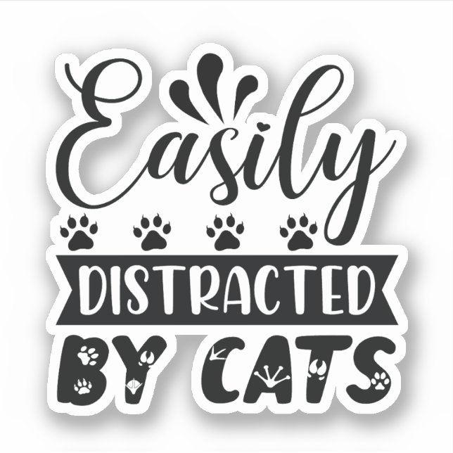 Easily Distracted By Cats Sticker (Front)