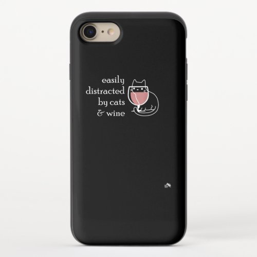 Easily Distracted by Cats  Wine  Funny Cat Lover iPhone 87 Slider Case