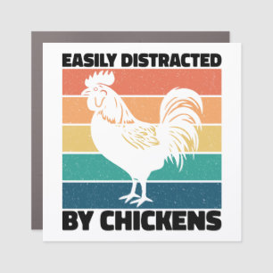 Easily Distracted By Chickens Cool Rooster Lovers Car Magnet