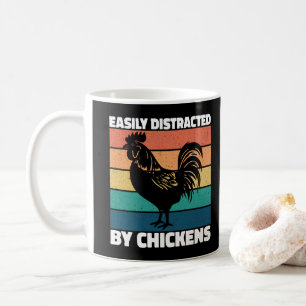 Easily Distracted By Chickens Farming Lovers Funny Coffee Mug