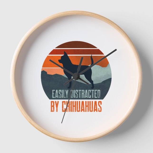 Easily Distracted By Chihuahuas Dog Walking Clock (Front)
