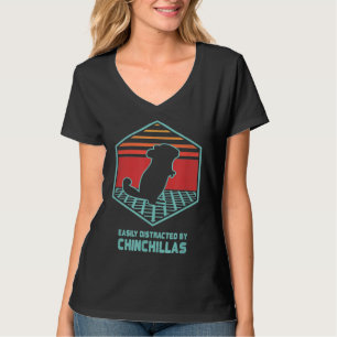 Easily Distracted By Chinchillas Retro Vintage 80s T-Shirt