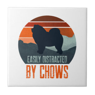 Easily Distracted By Chows Dog Walking Ceramic Tile