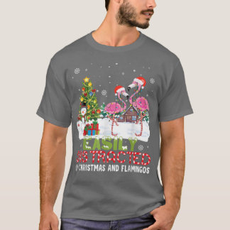 Easily Distracted By Christmas And Flamingo Noel H T-Shirt