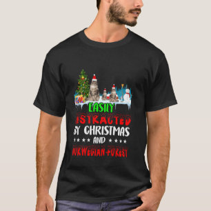 Easily Distracted By Christmas Norwegian Forest Ca T-Shirt