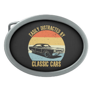 Easily Distracted By Classic Cars Belt Buckle