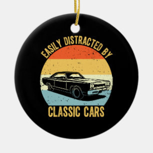 Easily Distracted By Classic Cars Ceramic Ornament