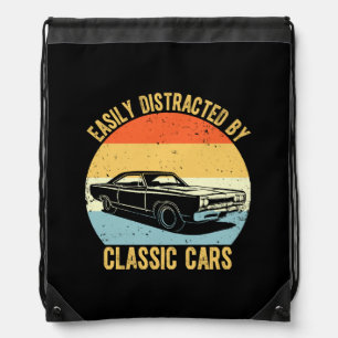 Easily Distracted By Classic Cars Drawstring Bag