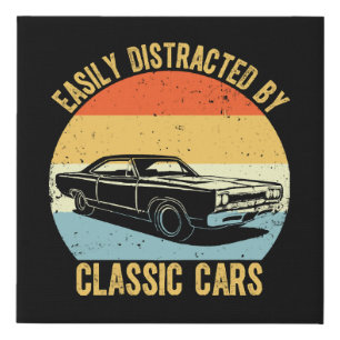 Easily Distracted By Classic Cars Faux Canvas Print
