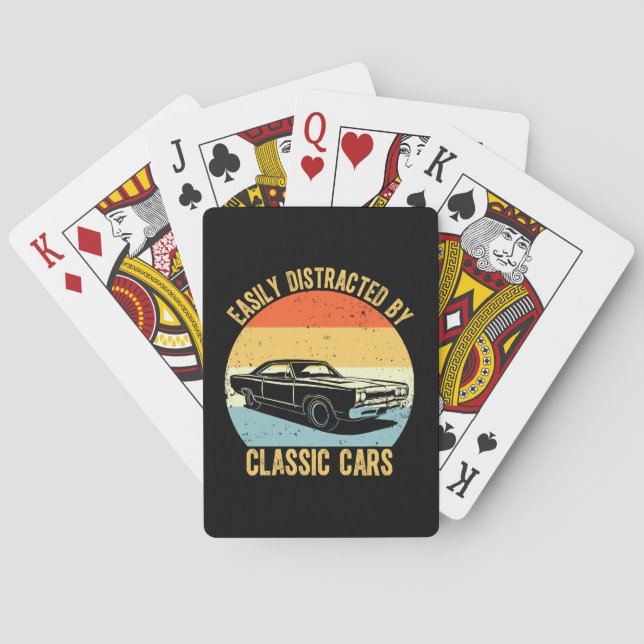 Easily Distracted By Classic Cars Poker Cards (Back)
