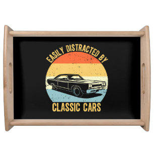 Easily Distracted By Classic Cars Serving Tray