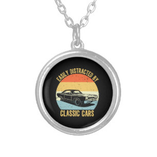 Easily Distracted By Classic Cars Silver Plated Necklace