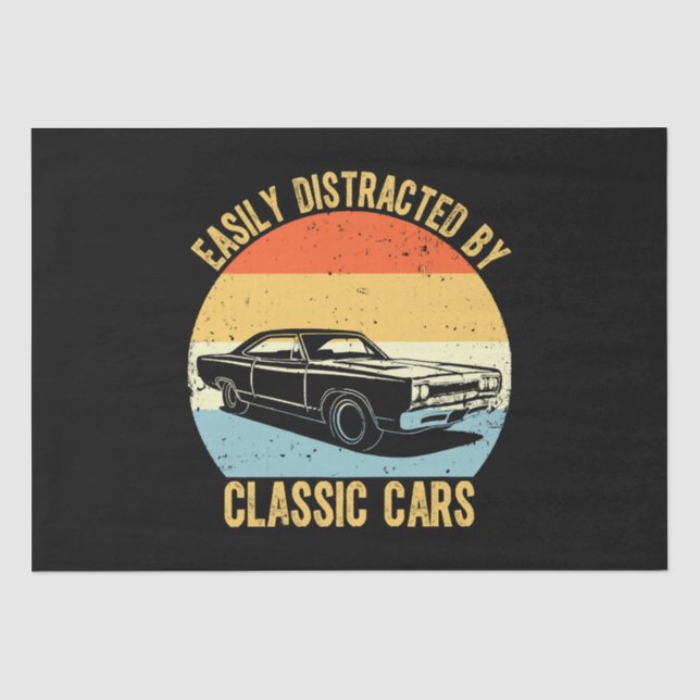 Easily Distracted By Classic Cars Tissue Paper (Front)