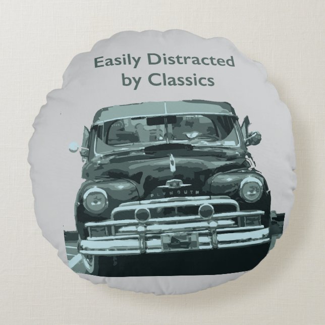Easily Distracted by Classics Round Pillow (Front)