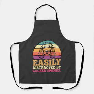 Easily Distracted By Cocker Spaniel Retro Dog Apron